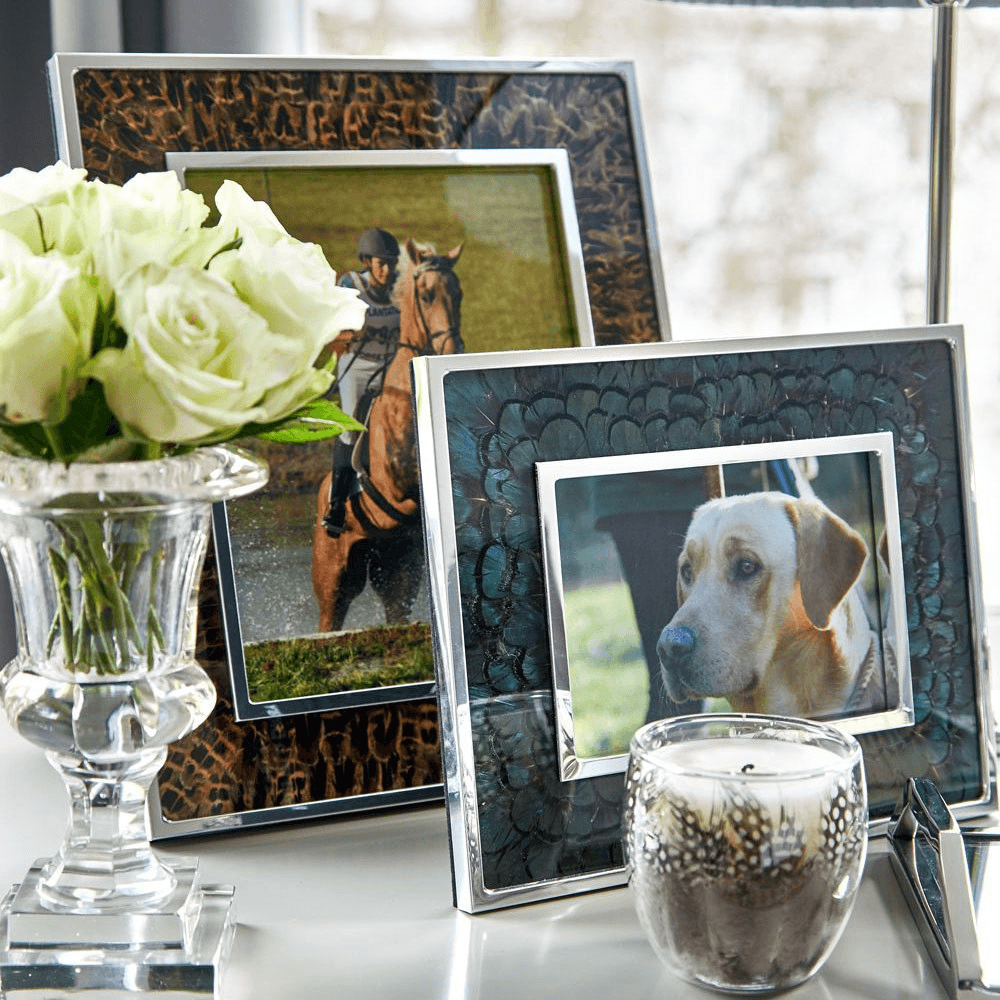 Feather and Glass Photo Frame, 8x10", Green Pheasant