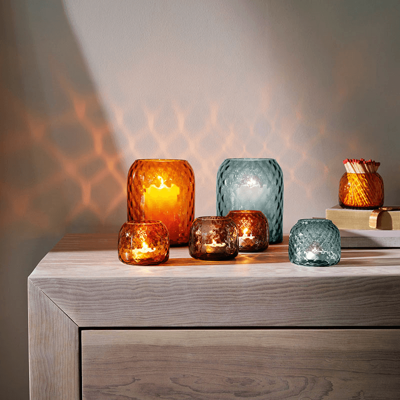 Dapple Tealight/Vase, H7cm, Earth Brown