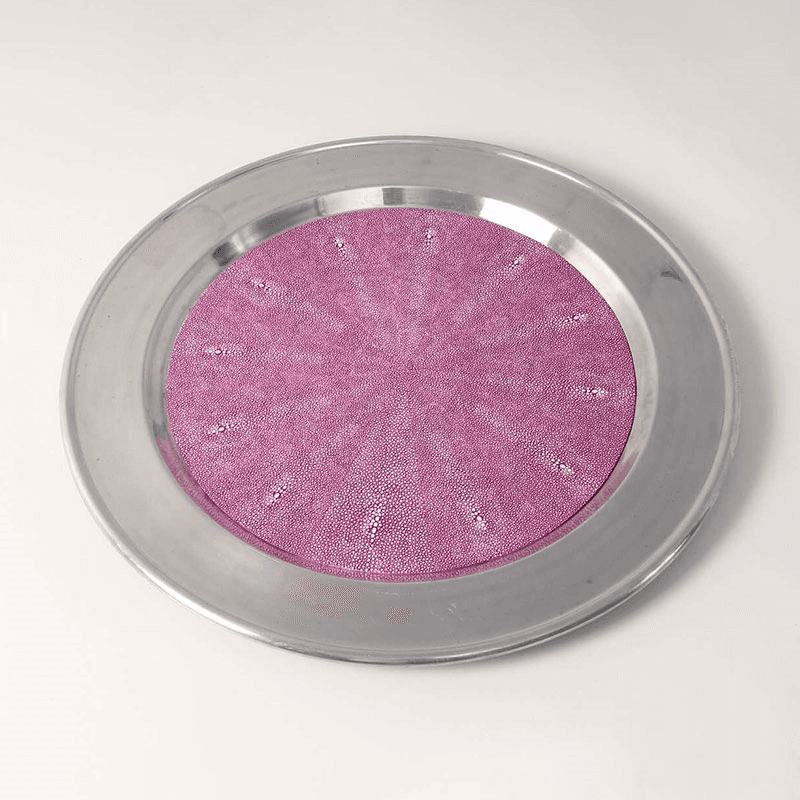 Duchess Serving Tray, D53cm, Pink Shagreen