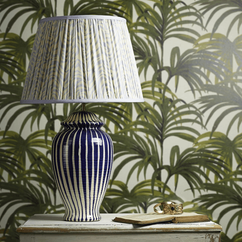 Image showing the Lottie Table lamp - base only, Cobalt Blue Stripes product.