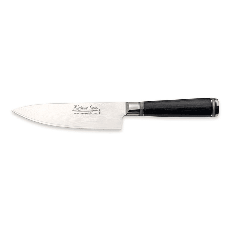 Katana Saya Pakkawood Cook's Knife, 15cm Damascus Blade