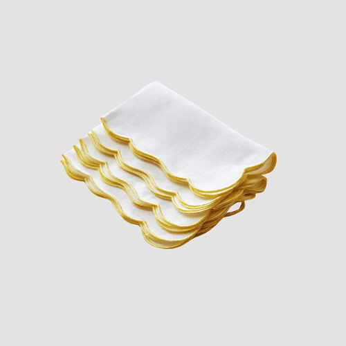 Image showing the Scallop Set of 4 Napkins, L40 x W40cm, Yellow product.
