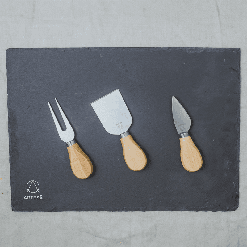 Cheese platter set, 35 x 25cm, Slate And Acacia Wood