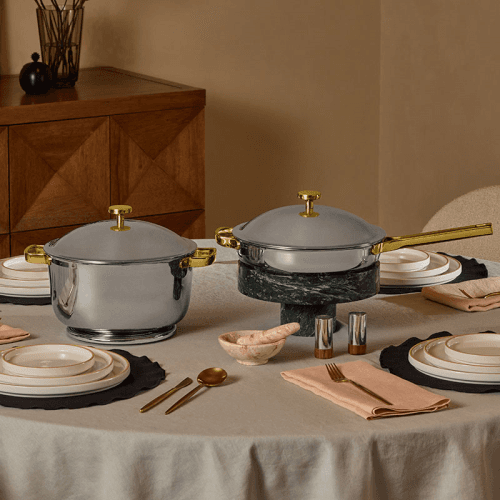 Image showing the Titanium Pro Cookware Duo, Chrome & Gold product.