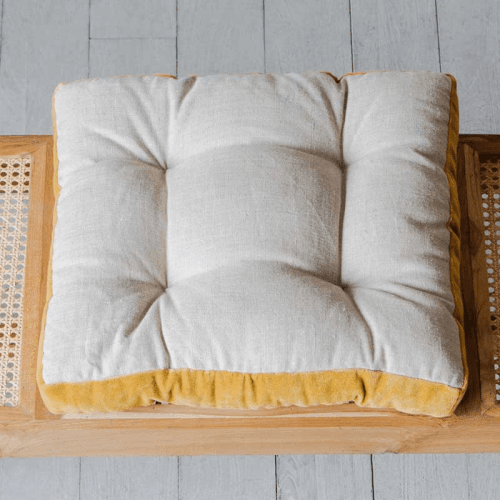 Image showing the Cushioned Seat Pad, L40 x W40cm, Natural and Yellow product.