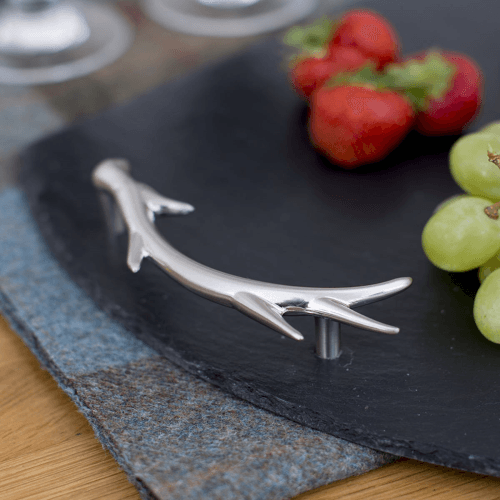 Image showing the Antler Handles Serving tray, 50 x 25cm, Slate And Stainless Steel product.