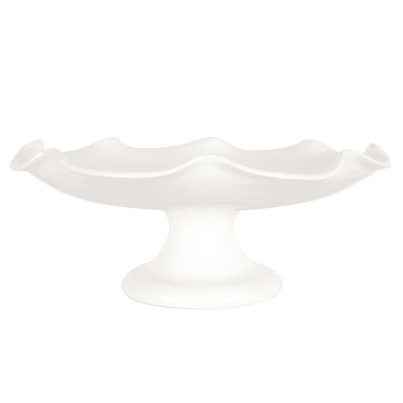 Claudia Ceramic Wavy Footed Stand, D31 x H14cm, White