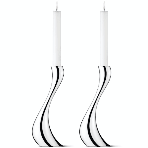 Image showing the Cobra Pair of candleholders, 24cm, stainless steel product.
