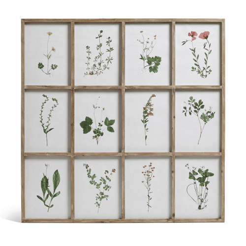 Image showing the Set of Twelve Framed Pressed Flower Prints, Natural product.