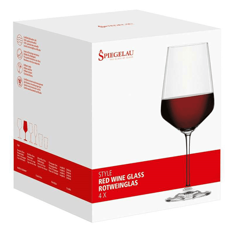 Style Set of 4 Red Wine Glasses, 630ml, Clear