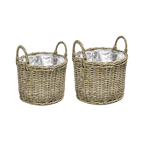 Image showing the Polyrattan Set of 2 Planters, Natural product.