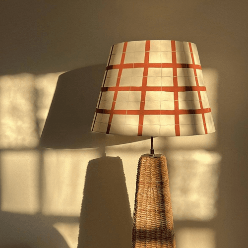 Image showing the Hum London Gingham Lampshade, 40cm, Rust product.