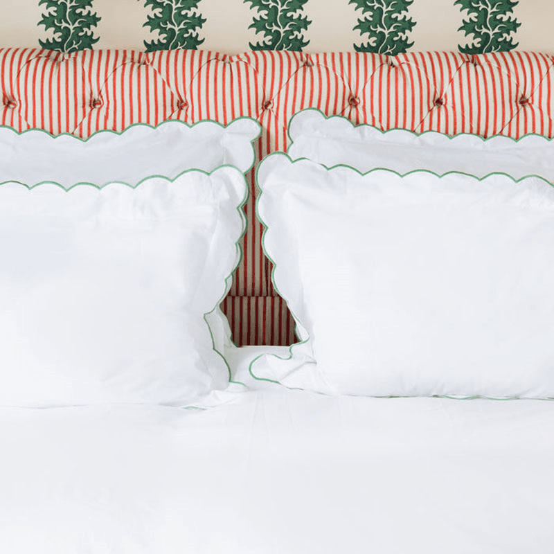 Annabelle Scalloped Super King Duvet Cover, Asparagus