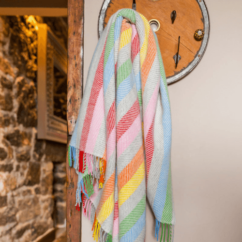 Image showing the Stripe Throw, 150 x 183cm, Rainbow Grey product.