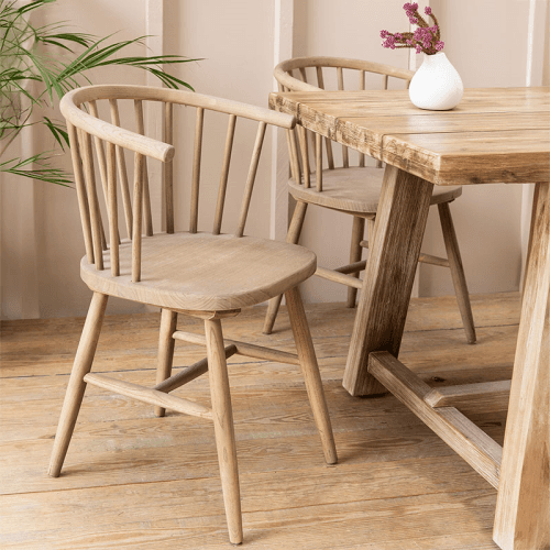 Image showing the Landrake Set of 2 Curved Back Dining Chairs, Natural product.