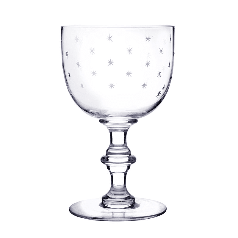 Stars Set of 4 Patterned Crystal Wine Goblets, 250ml, Clear