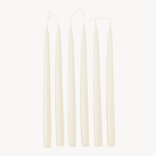 Image showing the Set of 6 Tapered Dinner Candles, H35cm, Off White product.