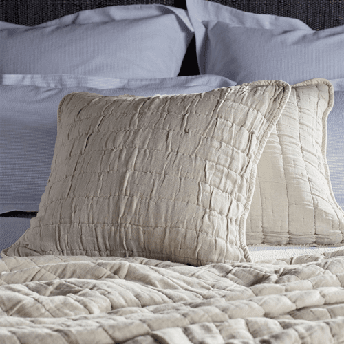 Image showing the Vivienne Cotton Quilted Cushion Cover, 50 x 50cm, Natural product.