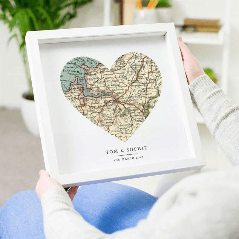Personalised Heart Print Voucher, 30 x 30cm, White Frame