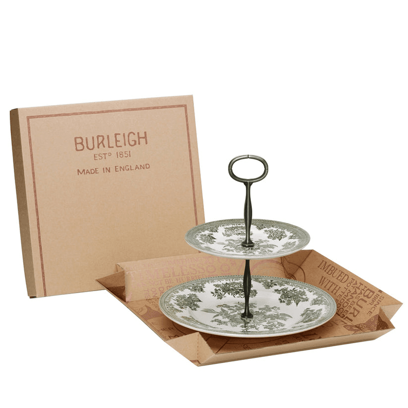 Asiatic Pheasants 2 Tier Cake Stand, H24 x W26.5 x D26.5cm, Green