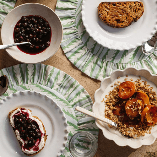 Image showing the English Oak Reversible Placemat, D39cm, Blush & Blue product.