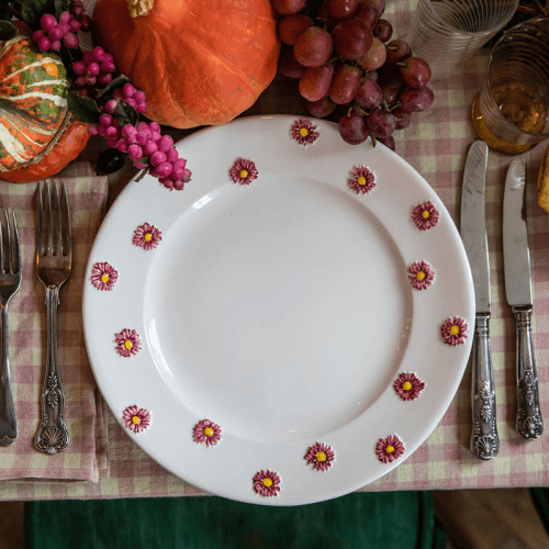Image showing the Winter Daisy Set of 4 Dinner Plates, H 3cm, W 28cm, D 28cm, White product.