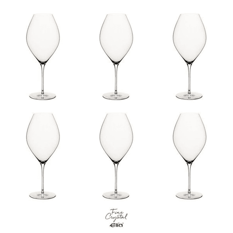 Miravell Set of 6 Crystal Red Wine Glasses, 610ml, Clear