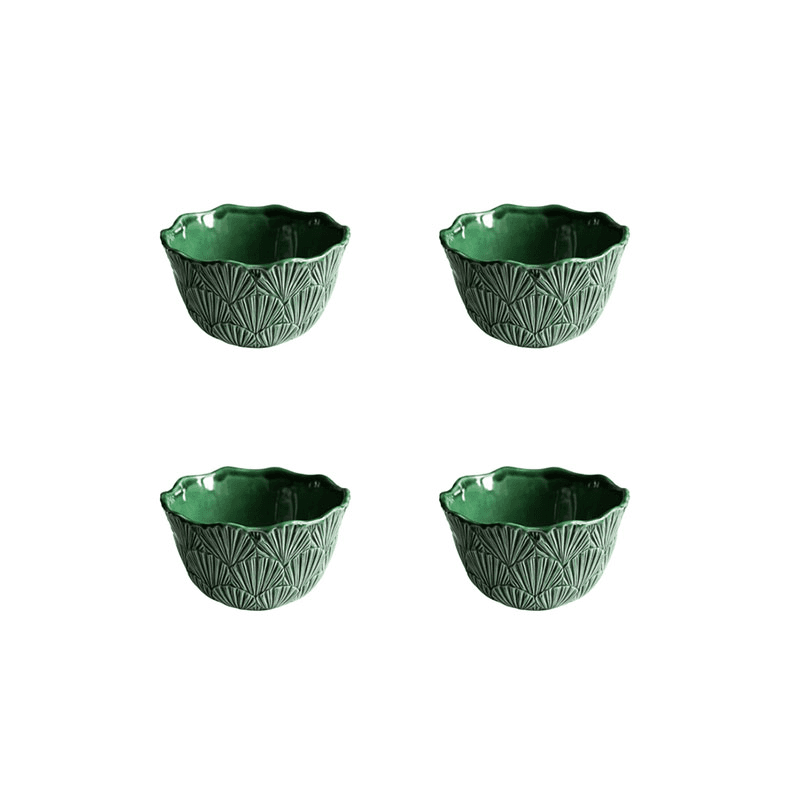 Laguna Shell Set of 4 Cereal Bowls, H 10cm, W 15.5cm, D 15.5cm, Green