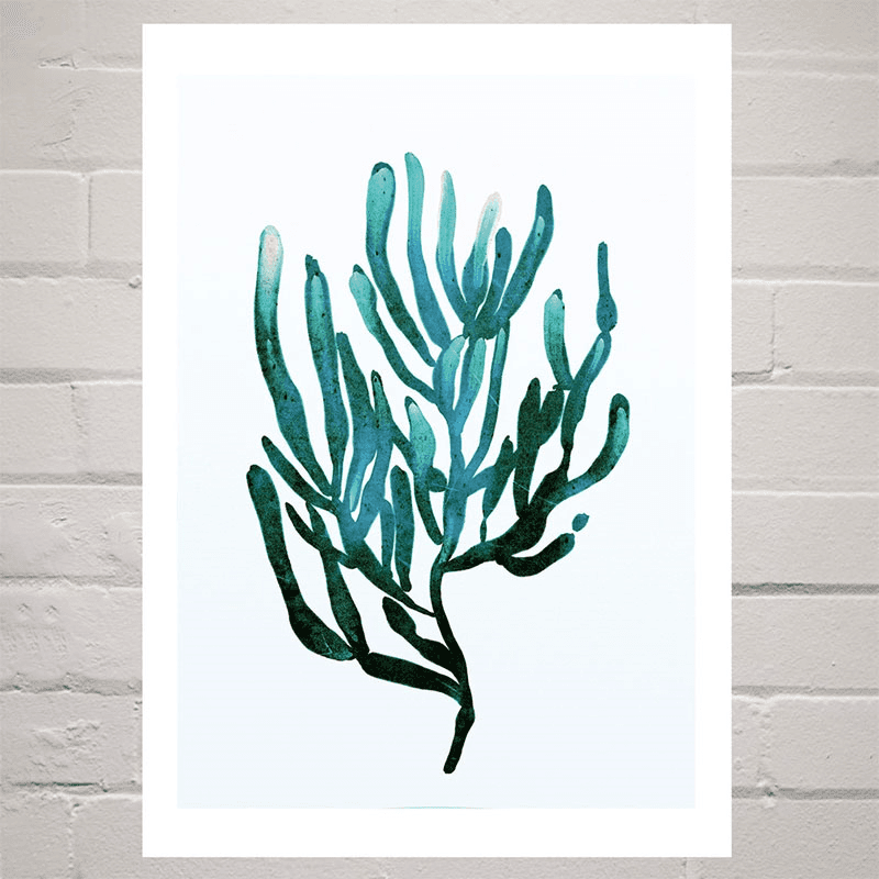 Dan Hobday Seaweed A3 Framed Art Print, Green