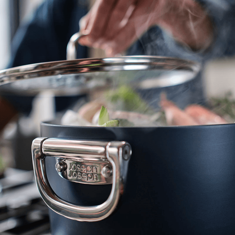 Space Folding Stock Pot & Lid, 25cm, Midnight Blue