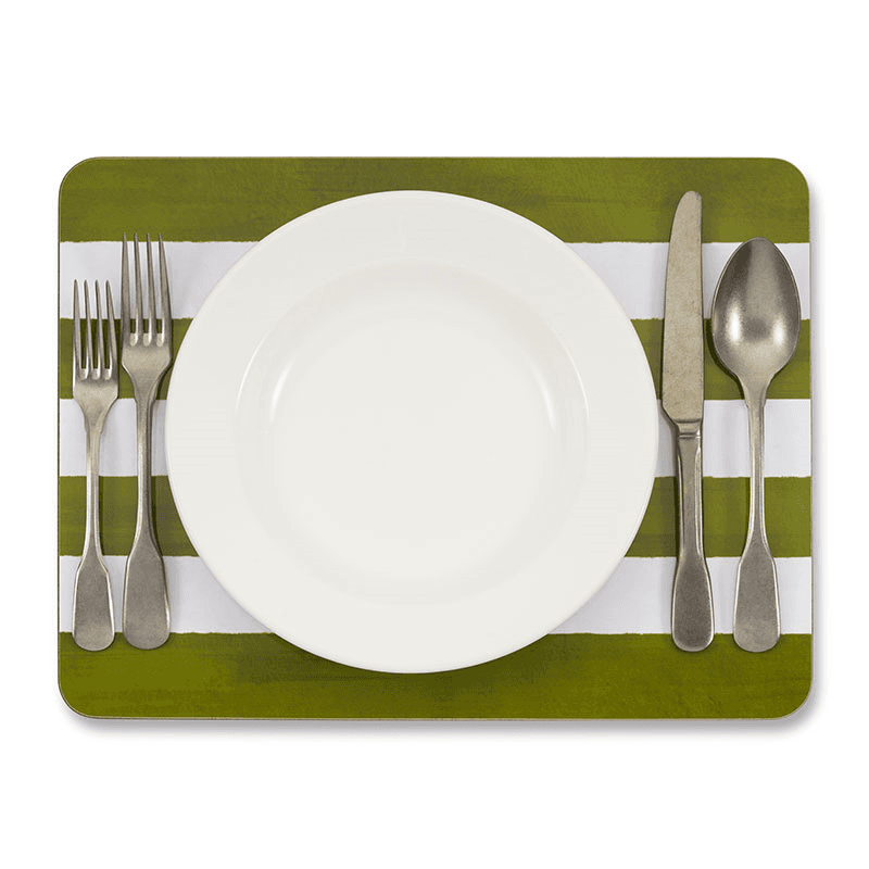 Stripe Rectangle Placemat, 38 x 29 cm, Powder Blue