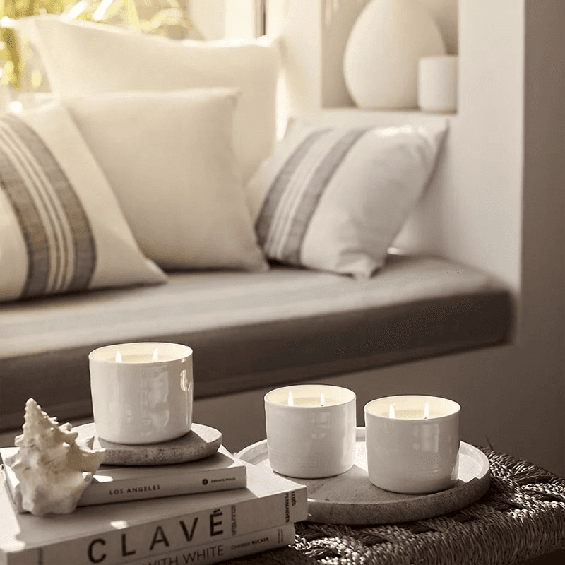 Lime & Bay Ceramic 2 Wick Candle, 300g, White