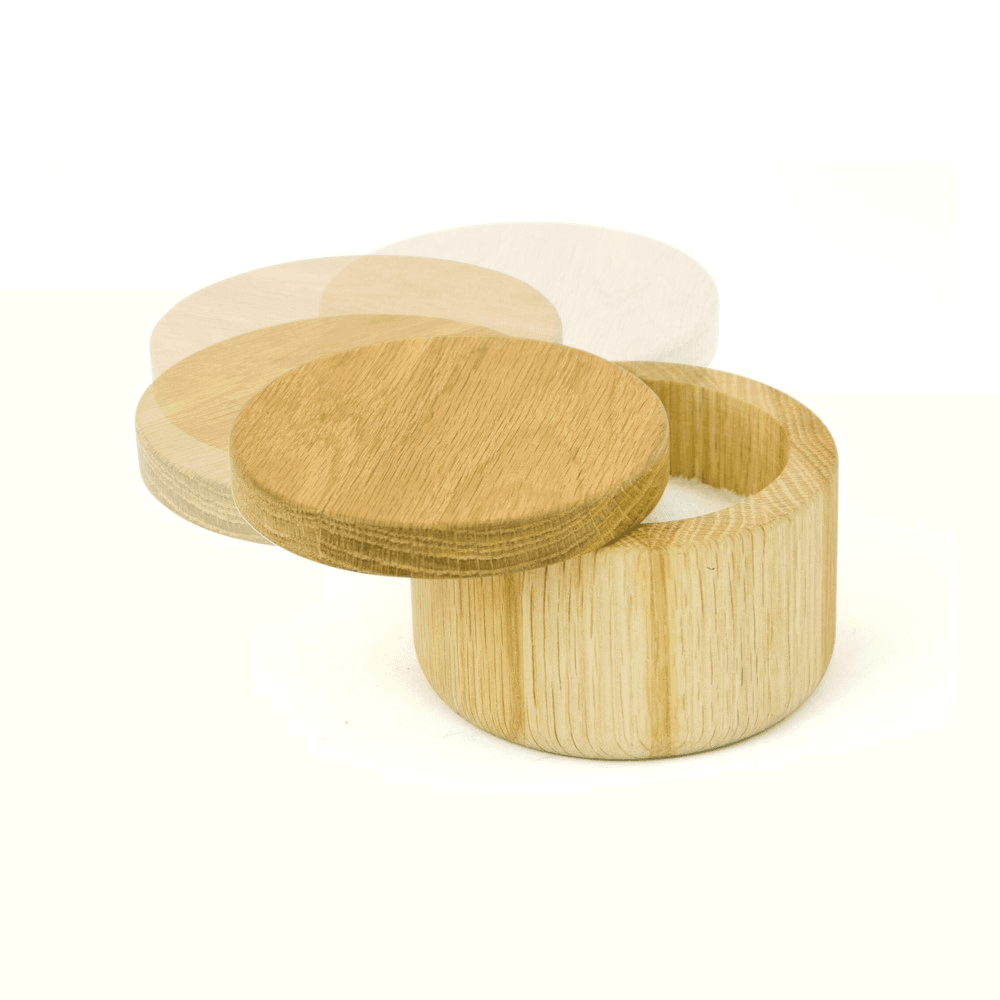 Swing top pot, H7.5 x W11cm, oak