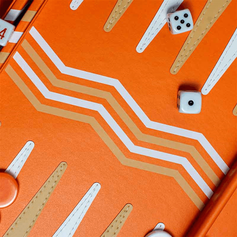 Leather Backgammon Board, L45 x W38cm, Orange