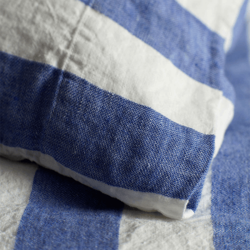 Image showing the Cora Stripe Linen Housewife Pillowcase, Standard, Cobalt product.