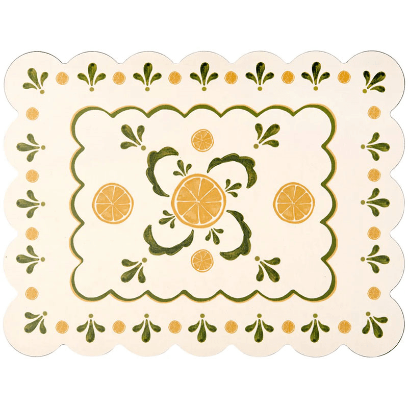 Bell Hutley Scalloped Table Mat, 38cm x 29cm, Lemon