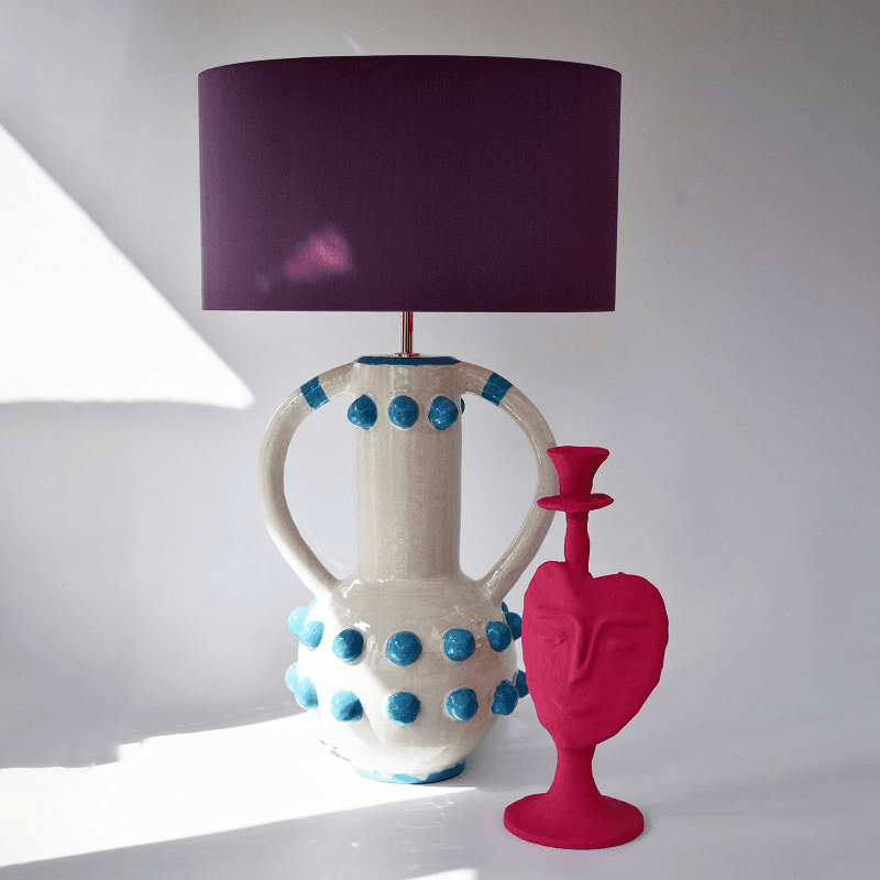 Carnival Collection Zebedee Hand Thrown Ceramic Table Lamp Base Only, Turquoise Blue