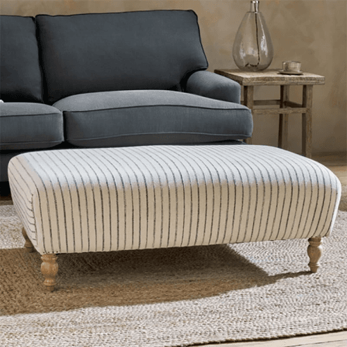 Image showing the Sanja Stripe Upholstered Ottoman, Off White product.