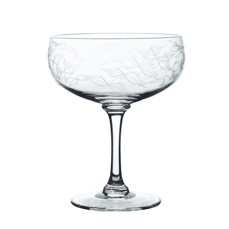Ferns Set of 4 Crystal Cocktail Glasses, 210ml, Clear