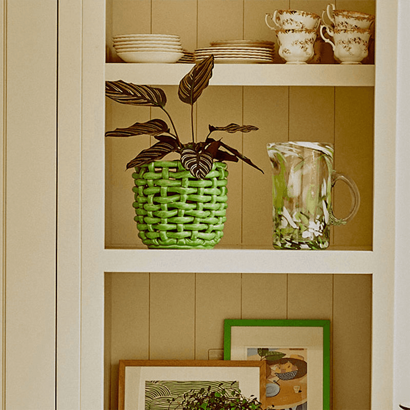 Juicy Basketweave Planter, D18cm, Apple Green