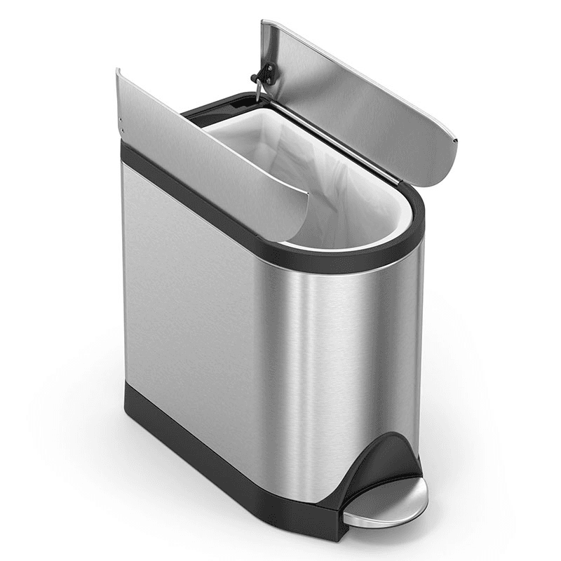 Butterfly Pedal Bin, 10L, Brushed Stainless Steel
