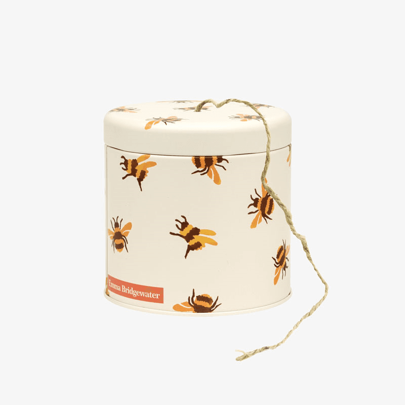 Bees String Tin, 11cm  x 11cm, Yellow