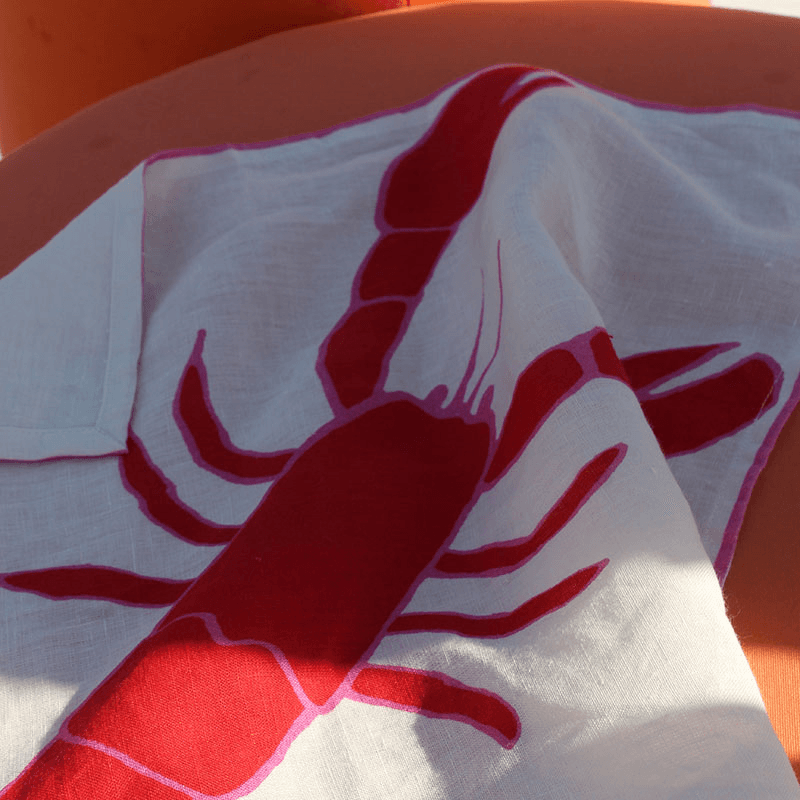 Lobster Set of 2 Napkins, 45 x 45cm, Red