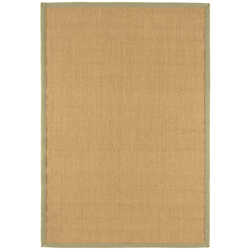 Sisal linen border runner, 120 x 180cm, sage
