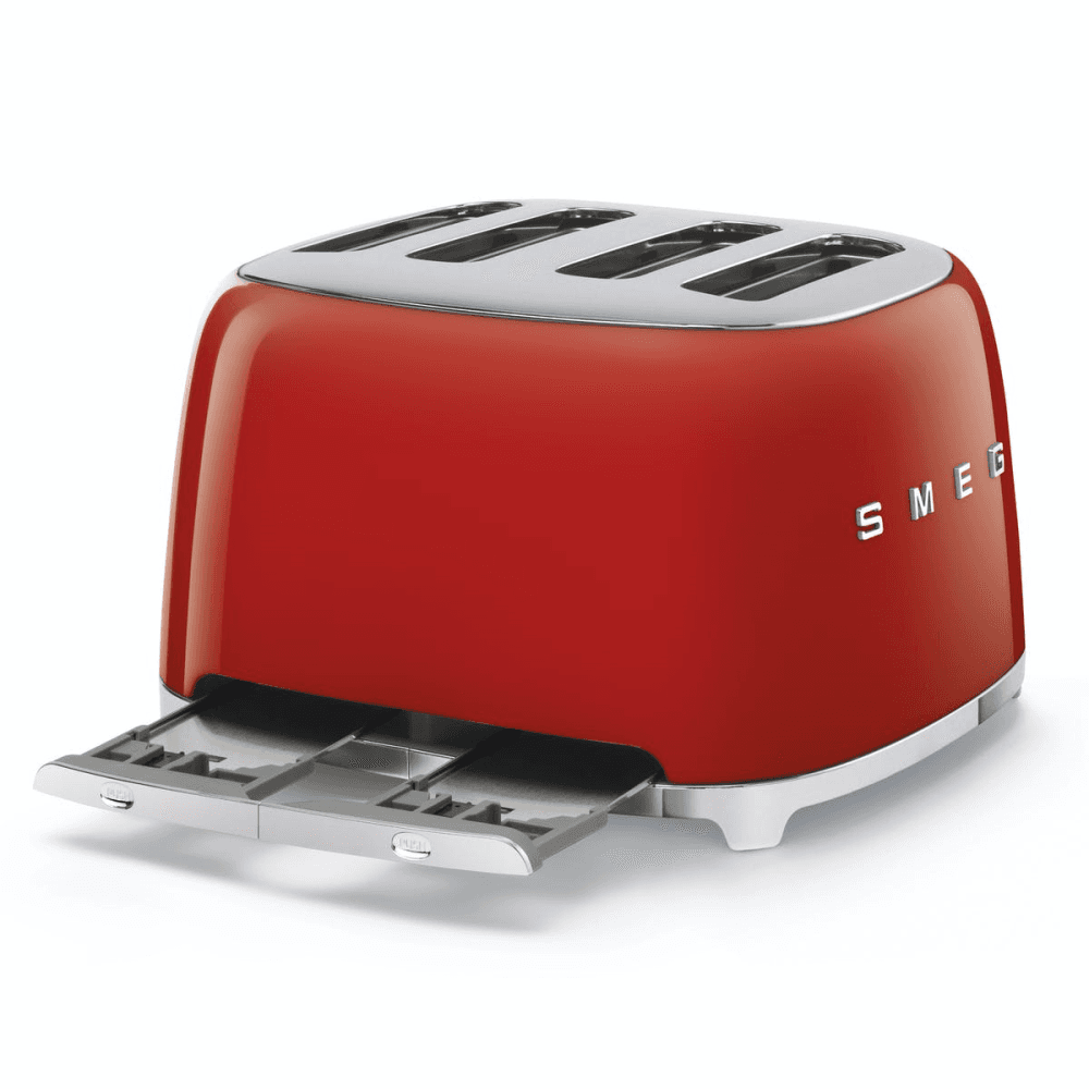 50's Retro 4 slice toaster - 4 slot, Red