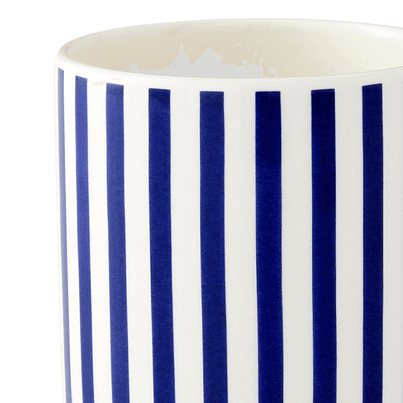 Stecatto Set of 4 Mugs, 340ml, White and Blue Narrow Stripe
