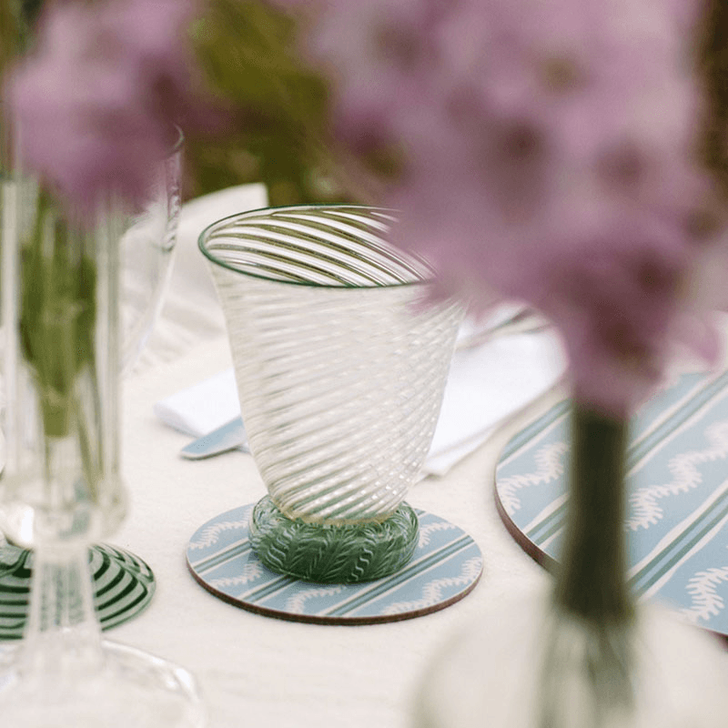 Vines Set of 6 Coasters, D10cm, Blue
