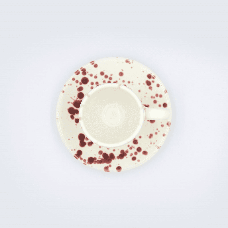 Splatter Espresso Cup & Saucer, D6.5cm, Cranberry