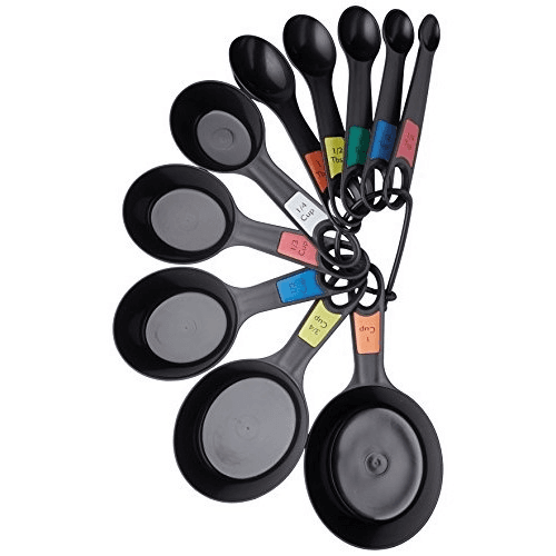 Set of 10 measuring spoons, 18.8cm, Black