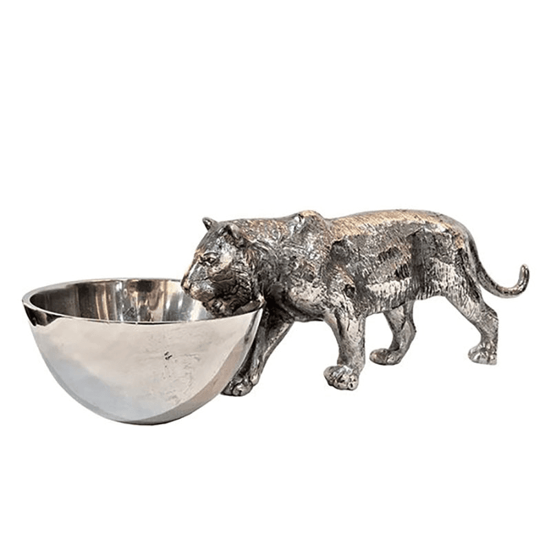 Wild Tiger Nibbles Bowl, L33 x W12 x D12cm, Silver